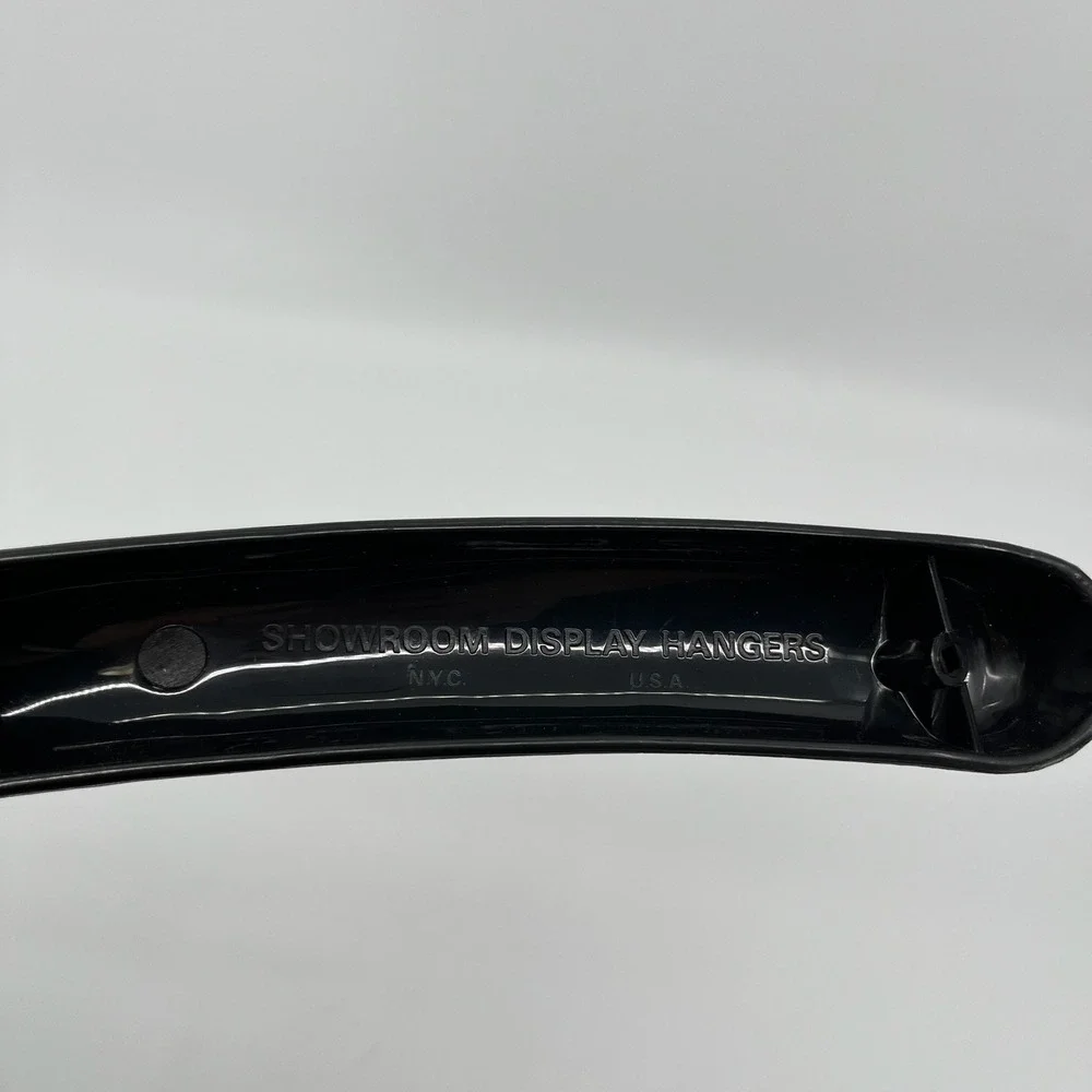 Vtg Foleys Showroom Display Clothes Hanger Black Plastic Gold Hook 17 Retail USA